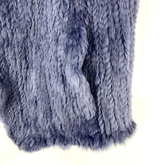 June Navy Rabbit Fur Snap-Front Vest - Picture 5 of 5